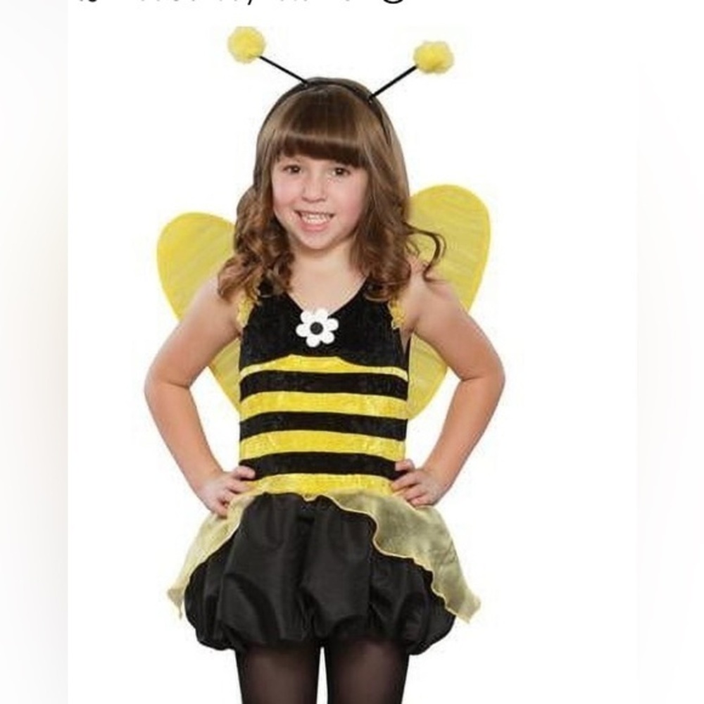 3 pcs Queen Honeybee Bumble Bee Costume for Kids headband wings dress bumblebee
